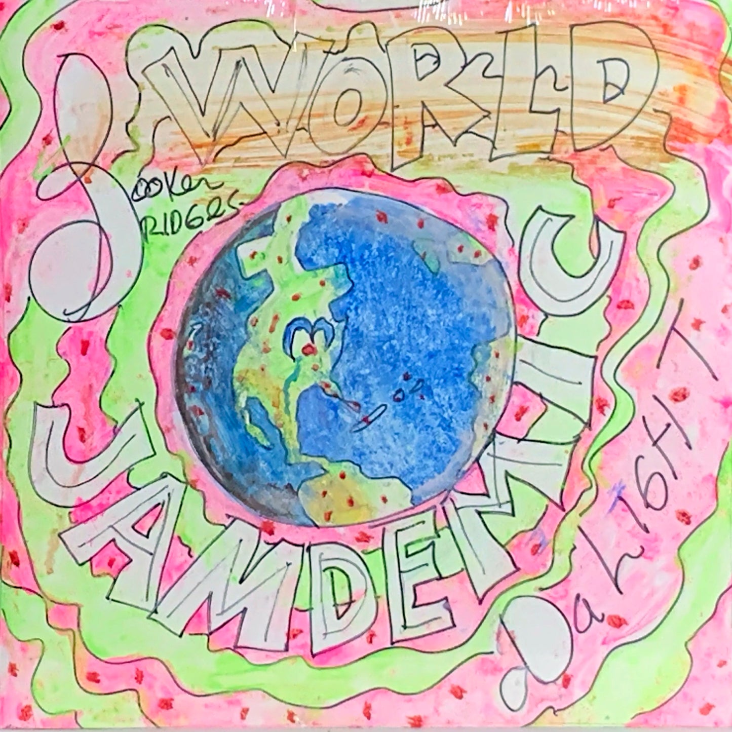 World Jamdemic (vinyl record) - Hand painted cover by Muruga Booker 4/25